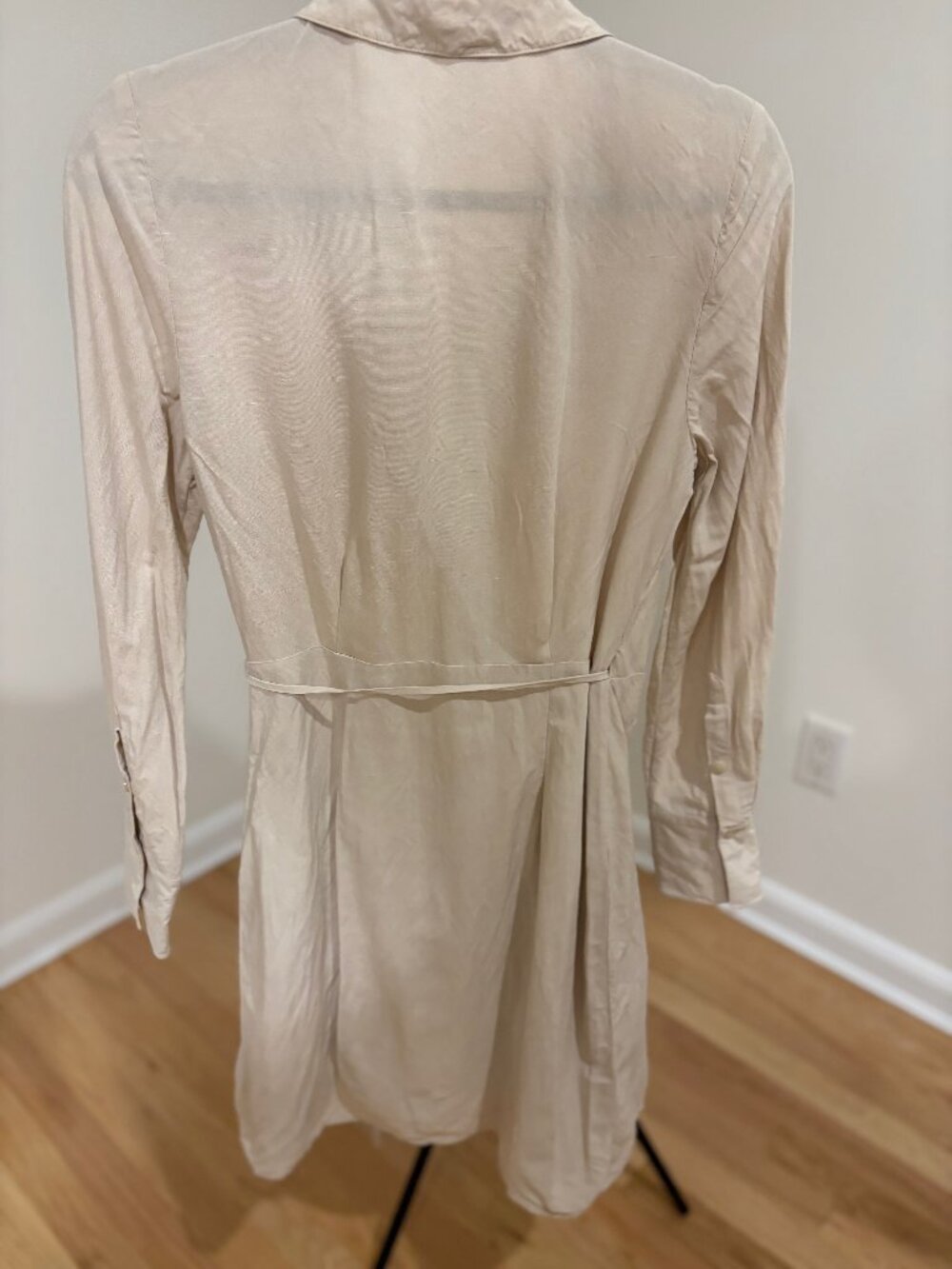 ☀️ & Other Stories Linen Twist Front Mini Shirt Dress - Beige Cream - Size 6 - Picture 3 of 5